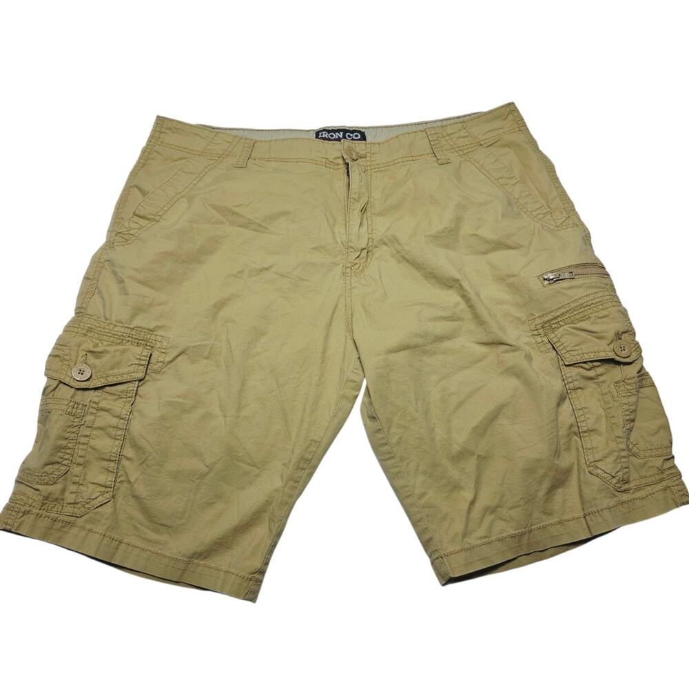 Iron Co Cargo Shorts Mens Size 38 Khaki Brown Pockets Hiking Outdoor